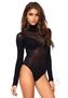 Leg Avenue Opaque High Neck Long Sleeved Bodysuit With Snap Crotch - O/s - Black